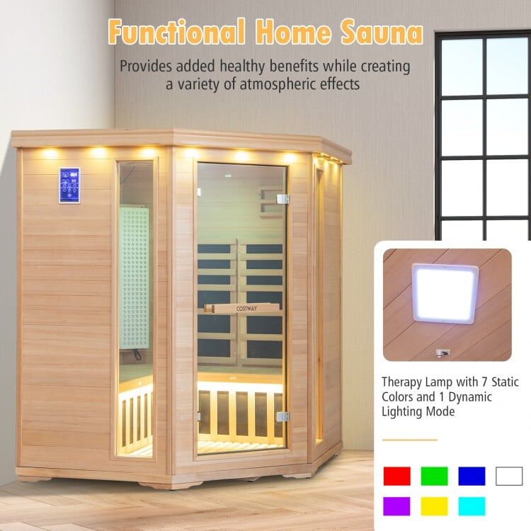 4 Person - Far Infrared Sauna - Canadian Hemlock with Red Light Therapy - Image 5