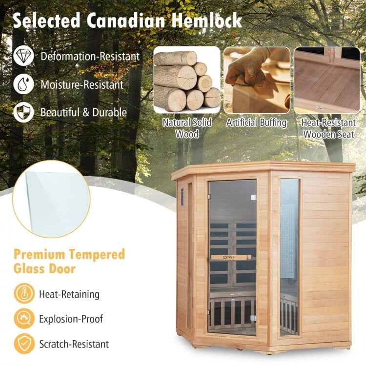 4 Person - Far Infrared Sauna - Canadian Hemlock with Red Light Therapy - Image 6