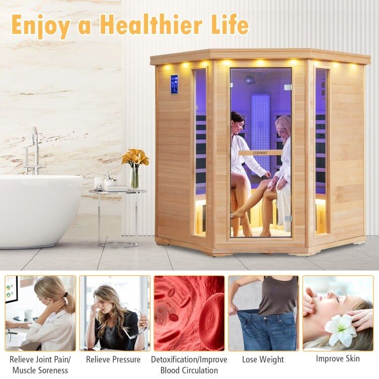 4 Person - Far Infrared Sauna - Canadian Hemlock with Red Light Therapy - Image 11