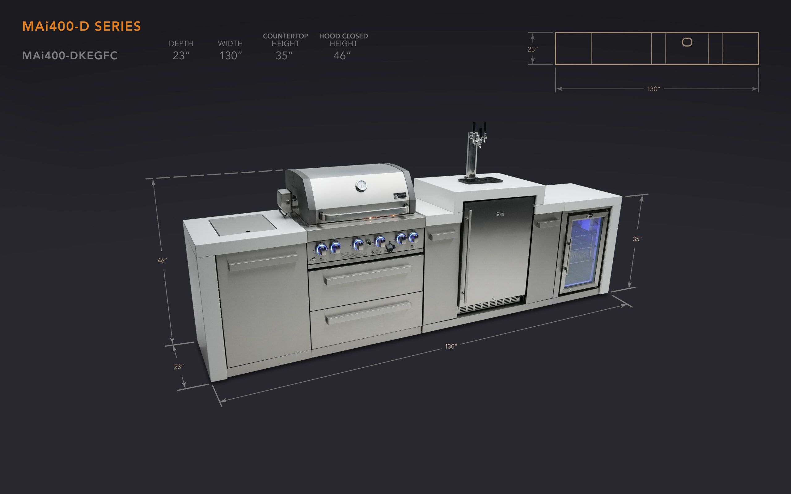 Mont Alpi 400 Deluxe Island with a Kegerator and Fridge Cabinet - Image 2