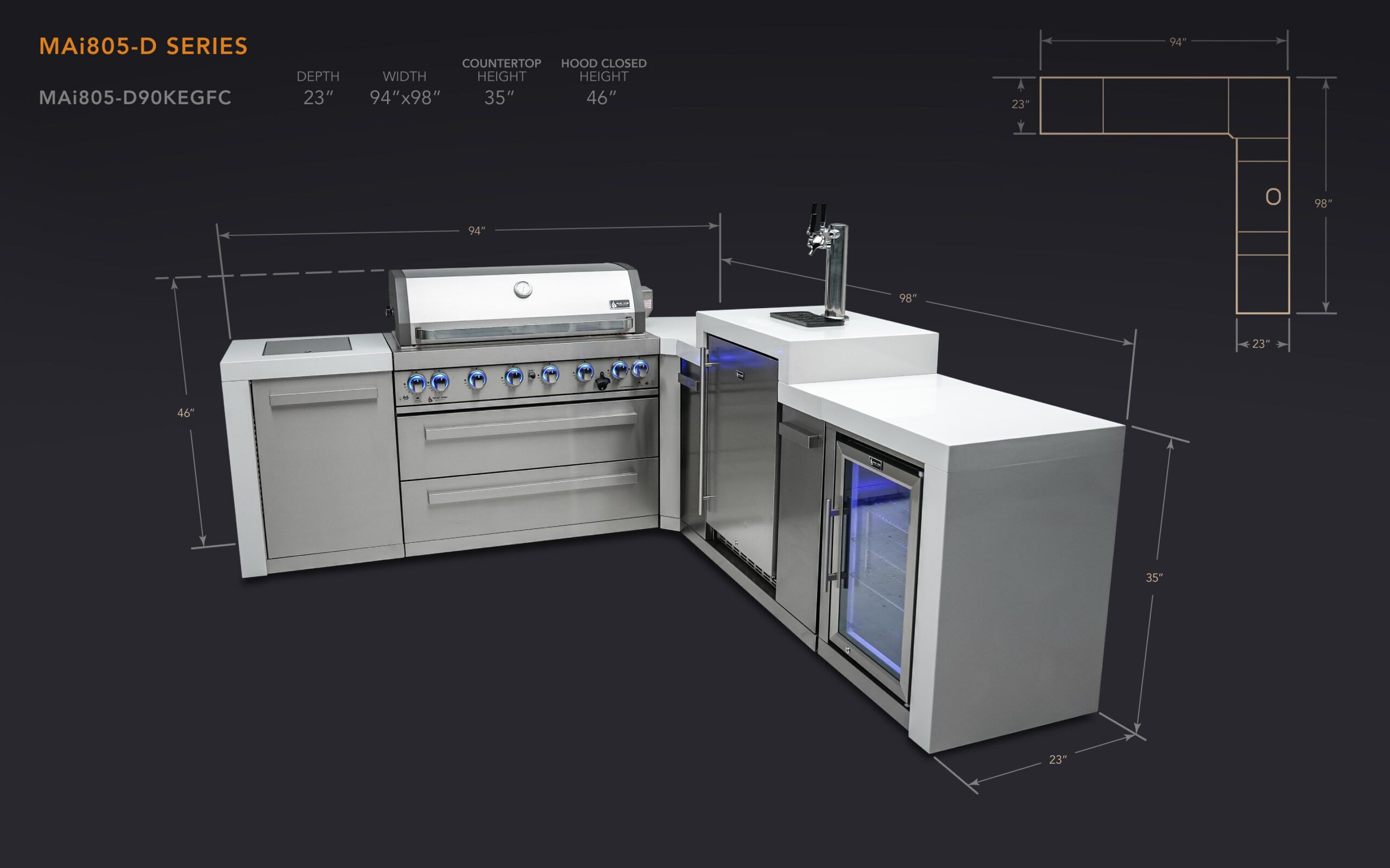 Mont Alpi 805 Deluxe Island with a 90 Degree Corner, Kegerator and Fridge Cabinet - Image 2