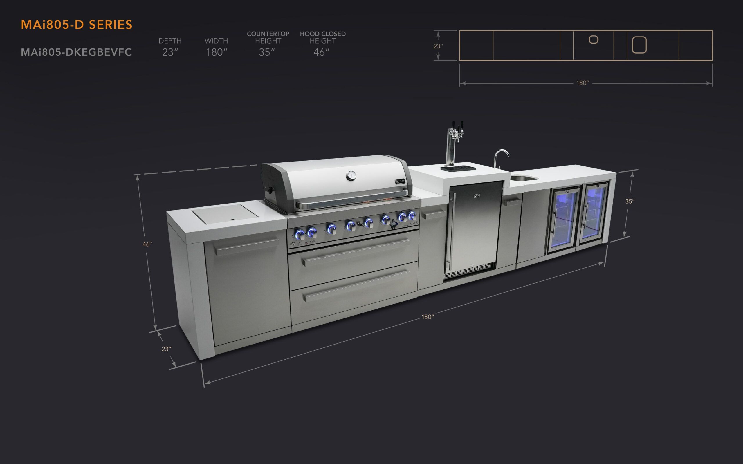 Mont Alpi 805 Deluxe Island with a Kegerator, Beverage Center and Fridge Cabinet - Image 2