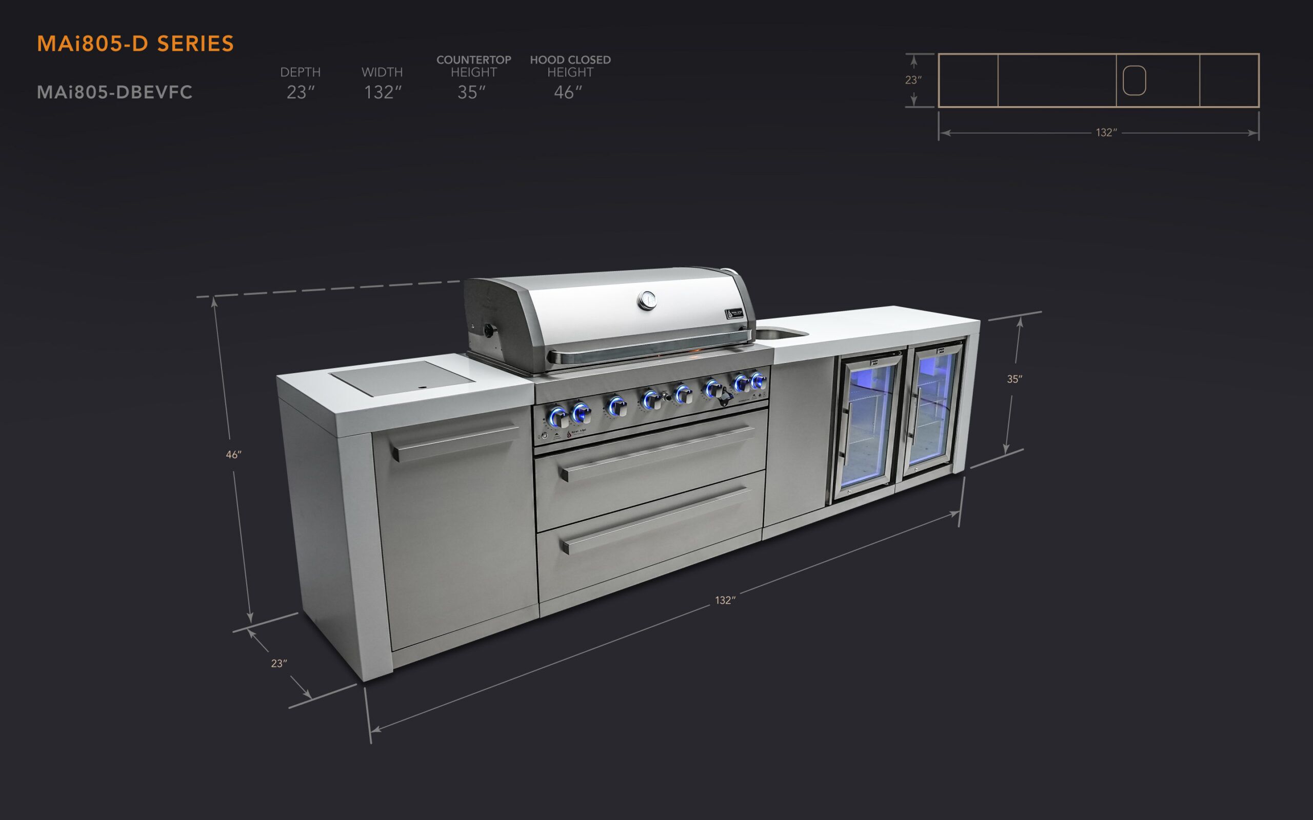 Mont Alpi 805 Deluxe Island with a Beverage Center and Fridge Cabinet - Image 2