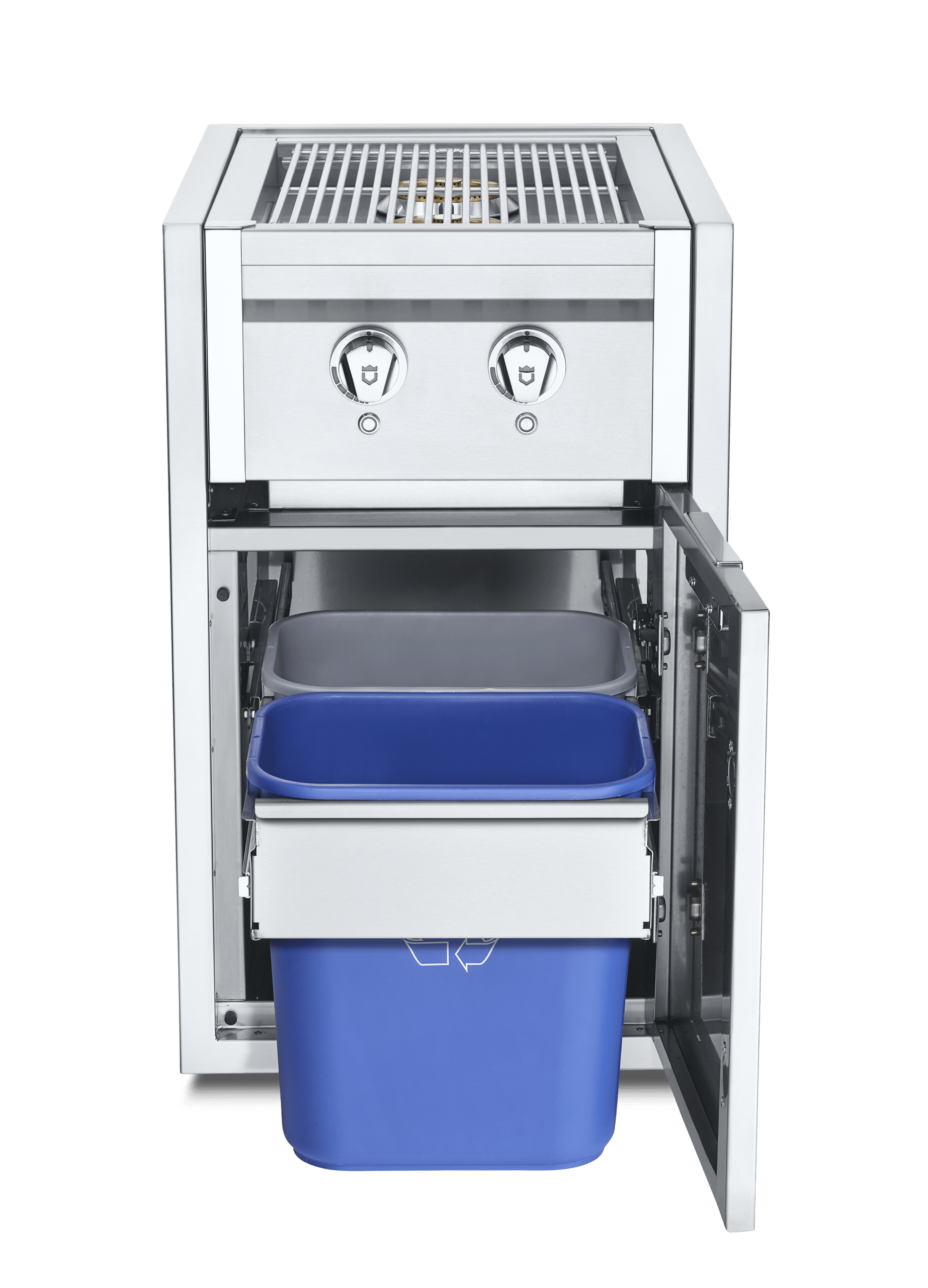 Crown Verity Infinite Series small cabinet with dual side burner, garbage holder and light package