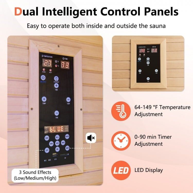 2 Person – Far Infrared Sauna – Canadian Hemlock and Red Light Therapy - Image 9