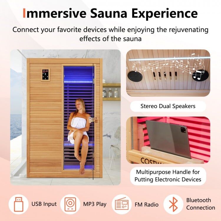 2 Person – Far Infrared Sauna – Canadian Hemlock and Red Light Therapy - Image 6