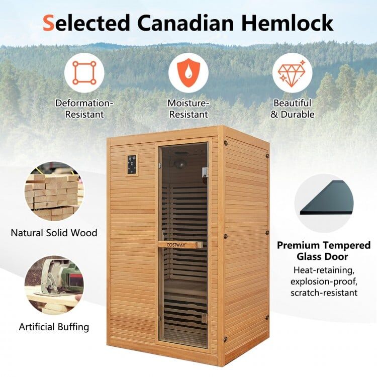 2 Person – Far Infrared Sauna – Canadian Hemlock and Red Light Therapy - Image 3