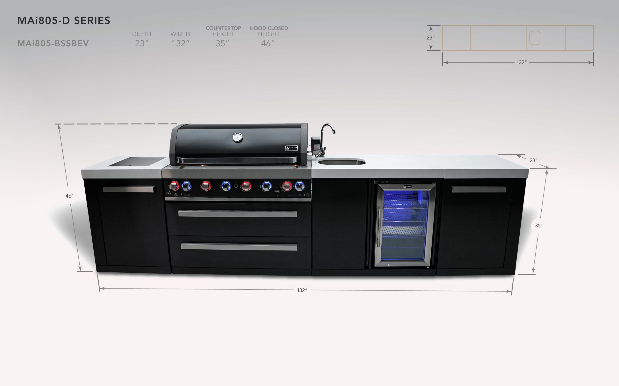 Mont Alpi 805 Black Stainless Steel Island with a Beverage center - Image 2