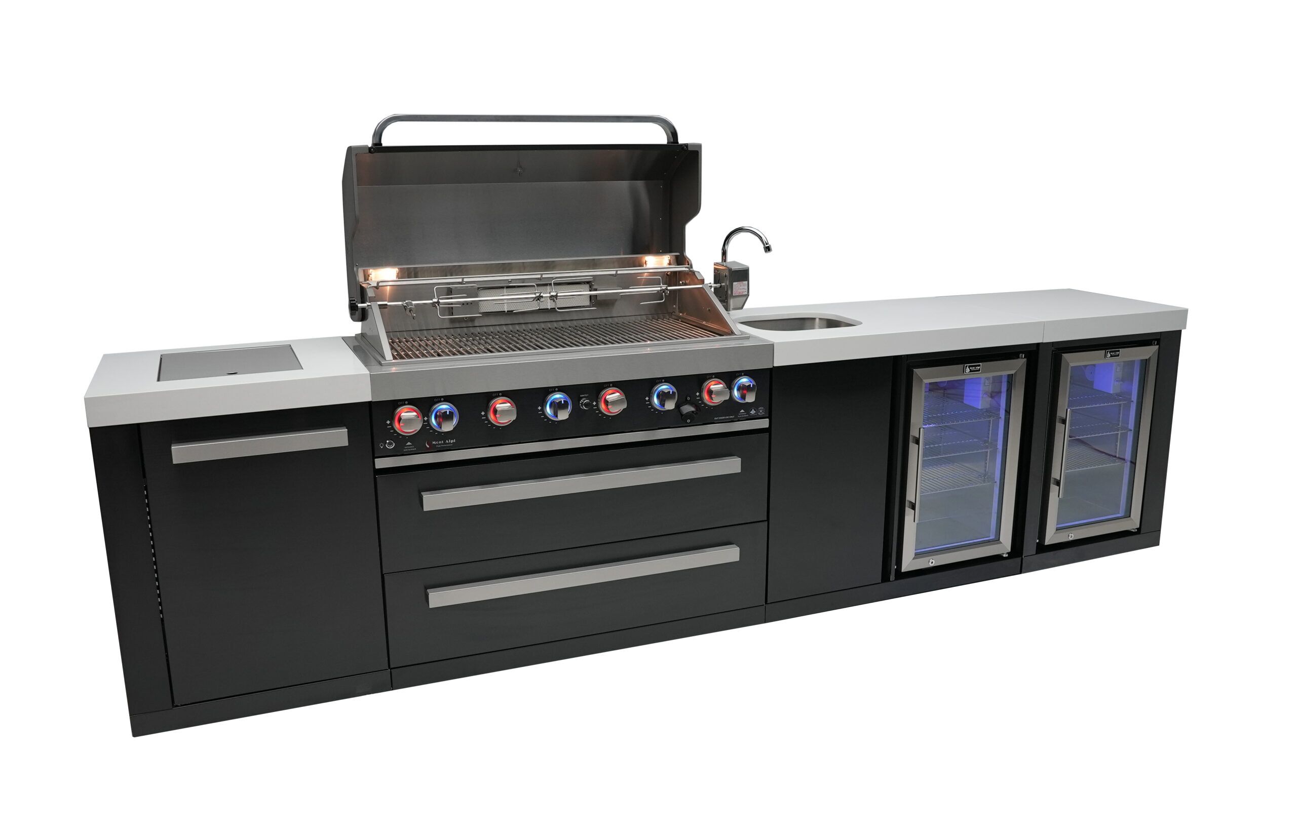 Mont Alpi 805 Black Stainless Steel Island with a Beverage Center and Fridge Cabinet - Image 3