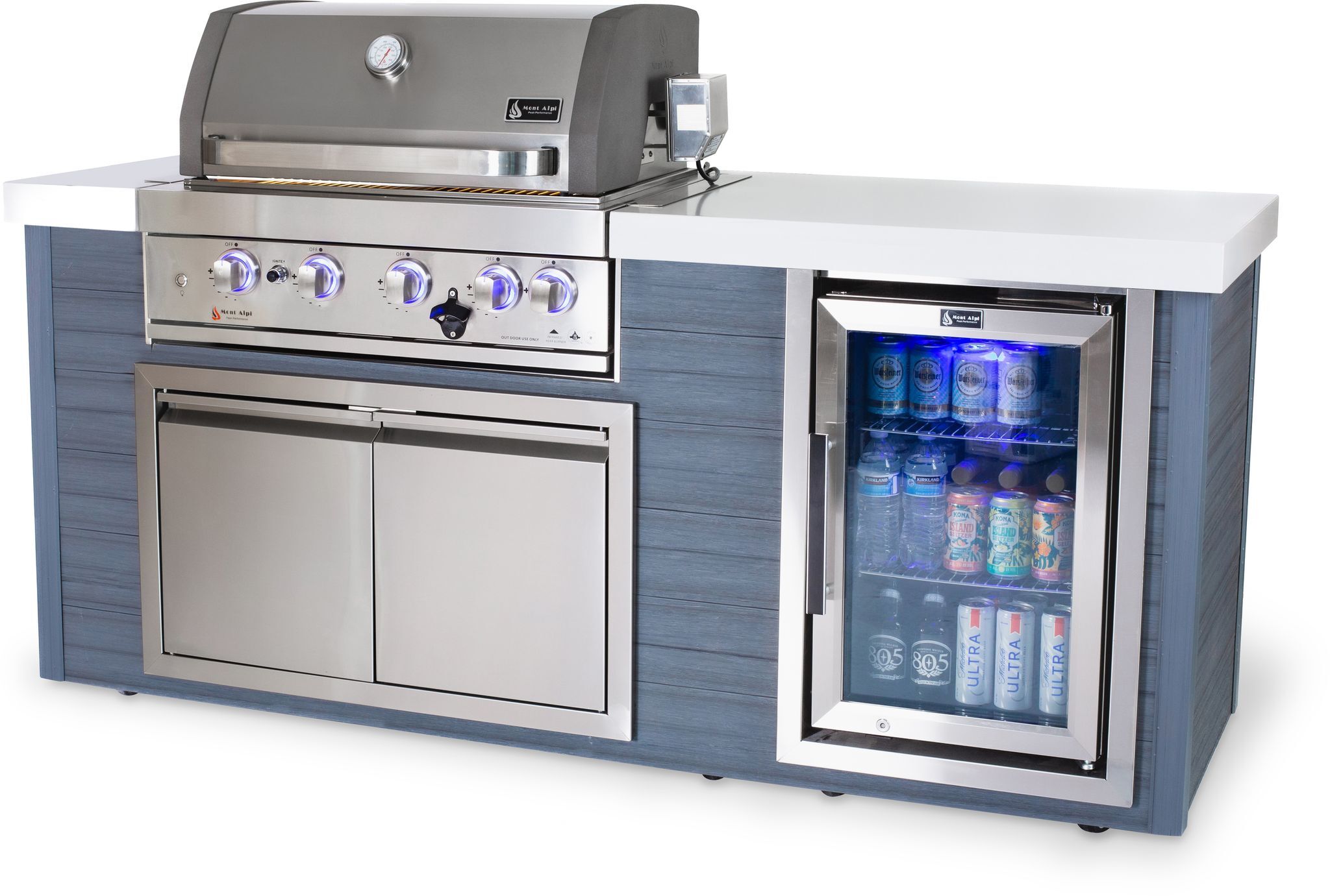 Mont Alpi 4-Burner Stainless Steel Art-wood Outdoor Island Grill - Image 3