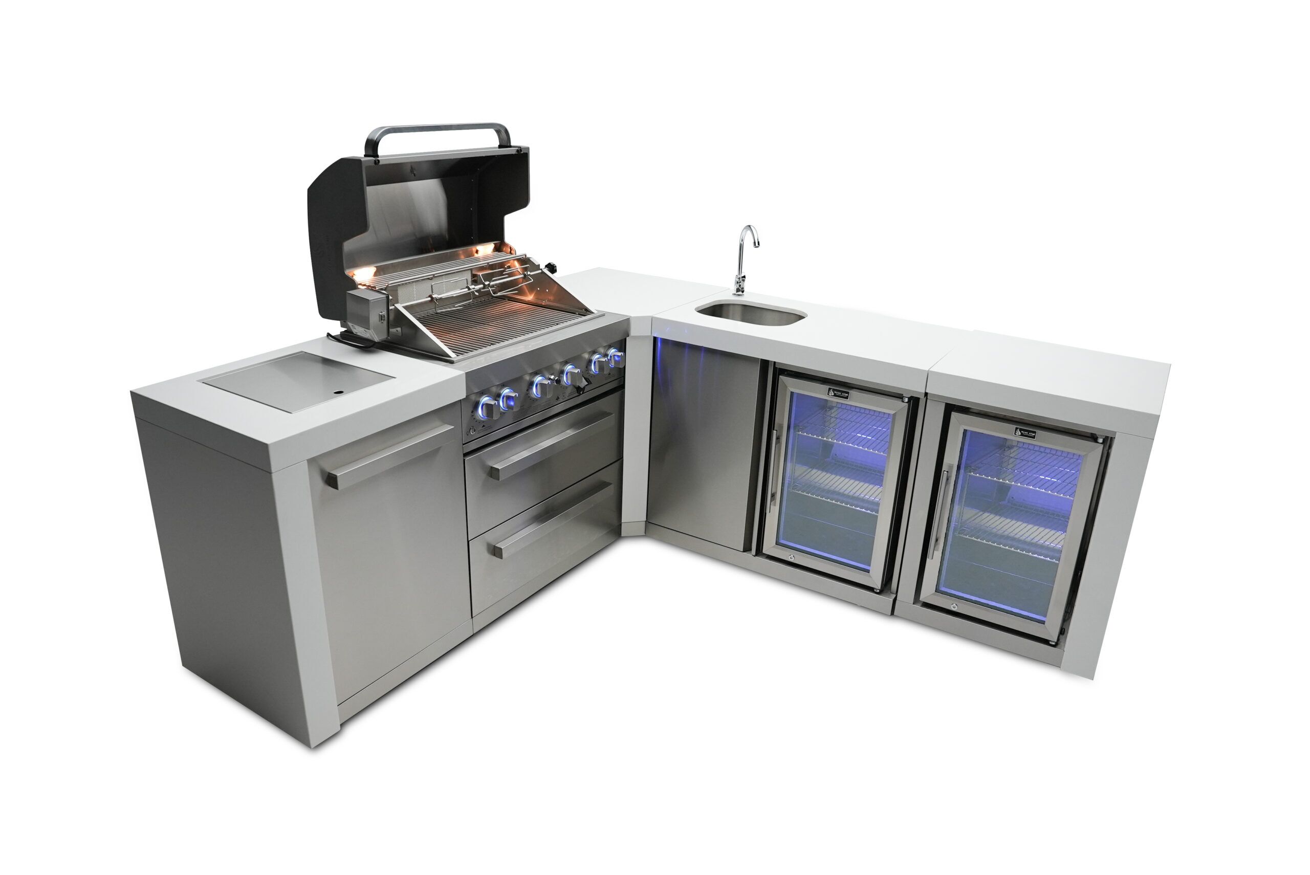 Mont Alpi 400 Deluxe Island with a 90 Degree Corner, Beverage center and Fridge Cabinet - Image 3
