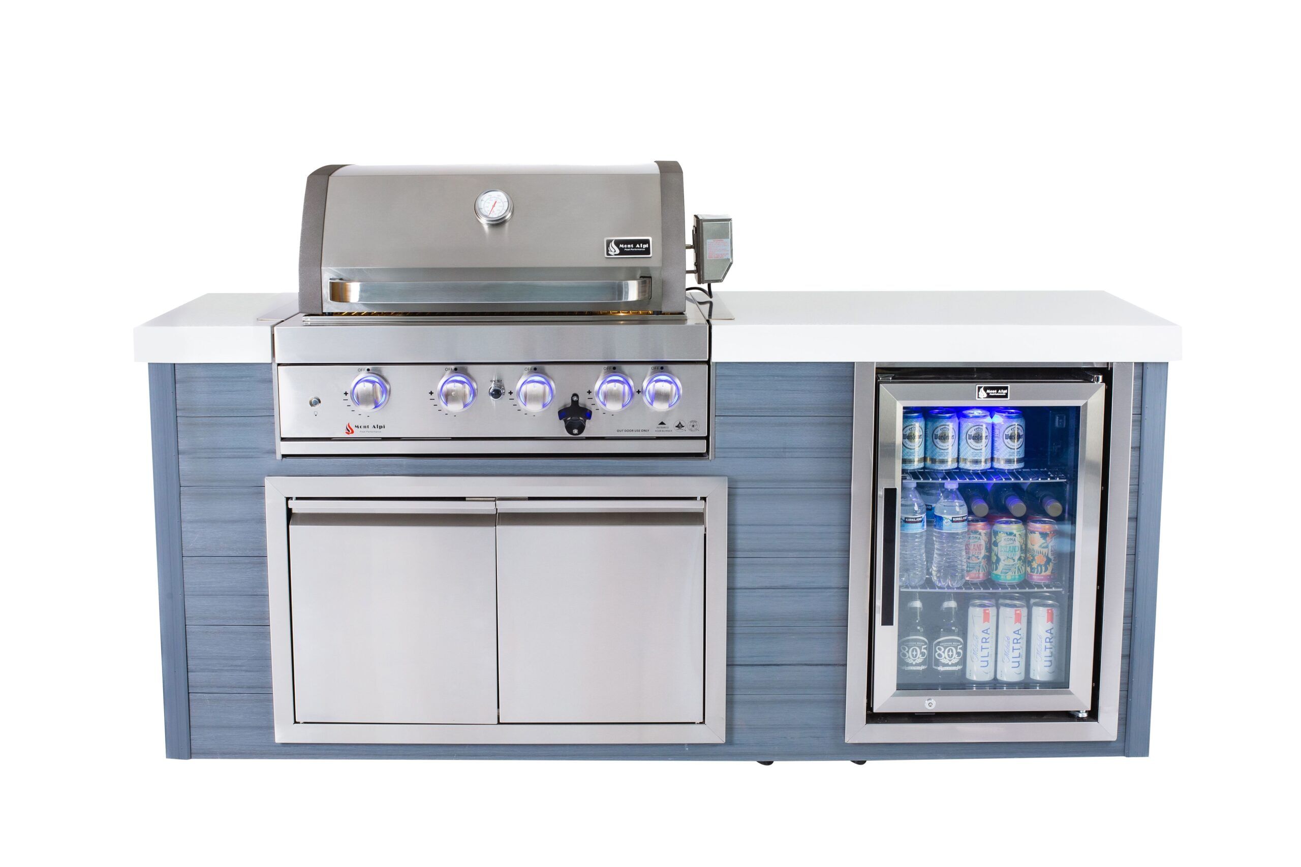 Mont Alpi 4-Burner Stainless Steel Art-wood Outdoor Island Grill